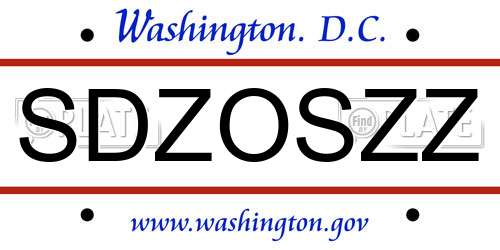 SDZOSZZ District Of Columbia License Plate