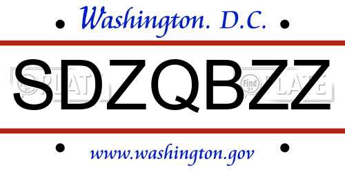 SDZQBZZ District Of Columbia License Plate