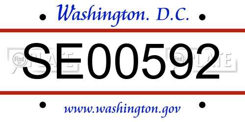 SE00592 District Of Columbia License Plate