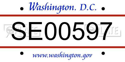 SE00597 District Of Columbia License Plate