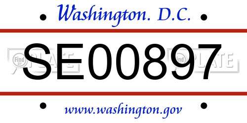 SE00897 District Of Columbia License Plate