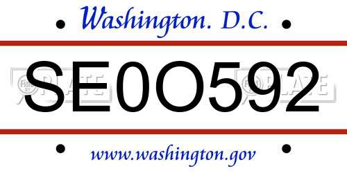 SE0O592 District Of Columbia License Plate