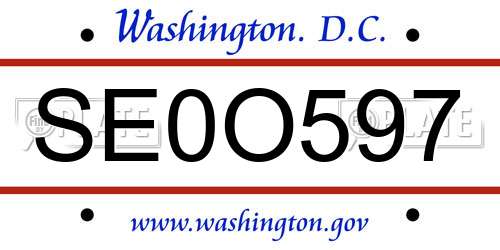 SE0O597 District Of Columbia License Plate