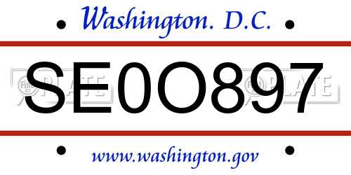 SE0O897 District Of Columbia License Plate