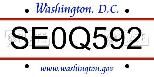 SE0Q592 District Of Columbia License Plate