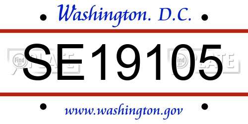 SE19105 District Of Columbia License Plate