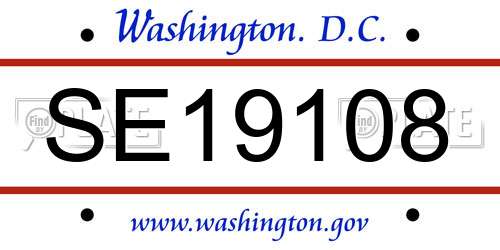 SE19108 District Of Columbia License Plate