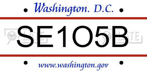 SE1O5B District Of Columbia License Plate