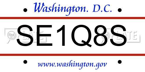 SE1Q8S District Of Columbia License Plate