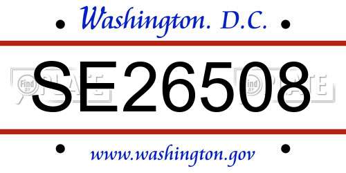 SE26508 District Of Columbia License Plate