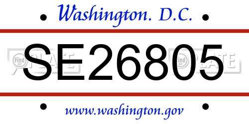 SE26805 District Of Columbia License Plate