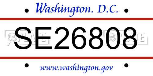 SE26808 District Of Columbia License Plate