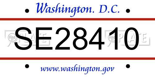 SE28410 District Of Columbia License Plate