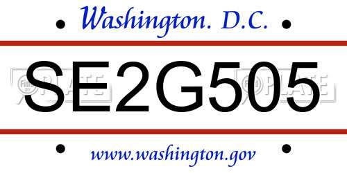 SE2G505 District Of Columbia License Plate