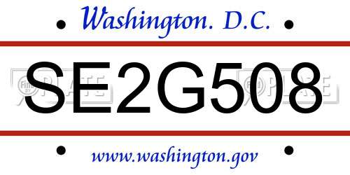 SE2G508 District Of Columbia License Plate