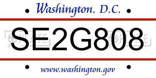 SE2G808 District Of Columbia License Plate
