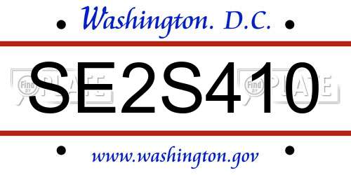 SE2S410 District Of Columbia License Plate