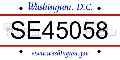 SE45058 District Of Columbia License Plate