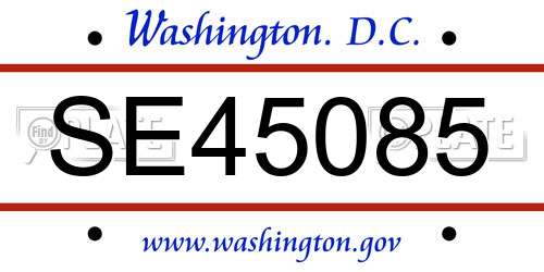 SE45085 District Of Columbia License Plate