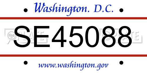 SE45088 District Of Columbia License Plate