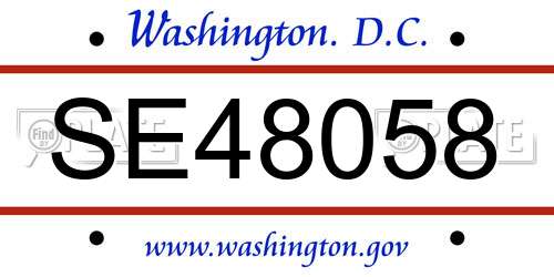 SE48058 District Of Columbia License Plate