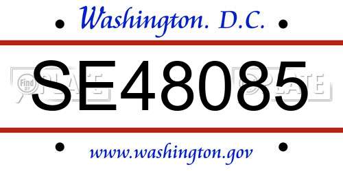 SE48085 District Of Columbia License Plate