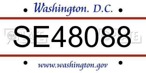 SE48088 District Of Columbia License Plate