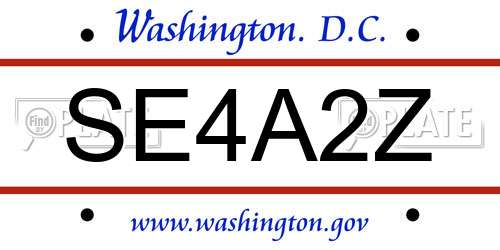 SE4A2Z District Of Columbia License Plate