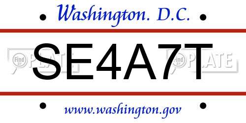 SE4A7T District Of Columbia License Plate