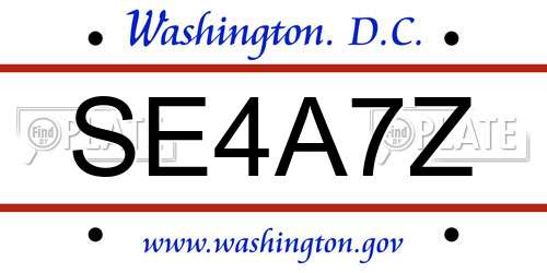 SE4A7Z District Of Columbia License Plate