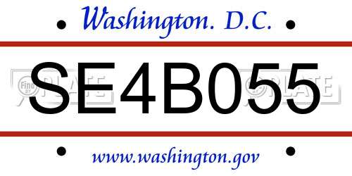 SE4B055 District Of Columbia License Plate