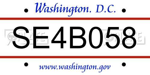 SE4B058 District Of Columbia License Plate