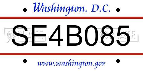 SE4B085 District Of Columbia License Plate