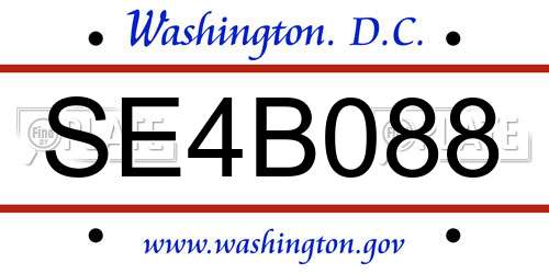 SE4B088 District Of Columbia License Plate
