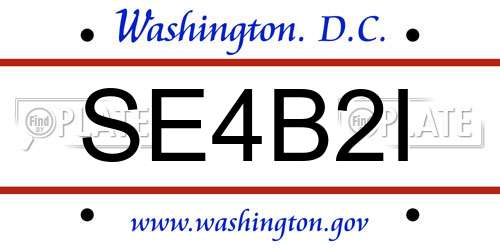 SE4B2I District Of Columbia License Plate