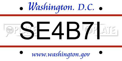 SE4B7I District Of Columbia License Plate
