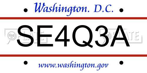 SE4Q3A District Of Columbia License Plate