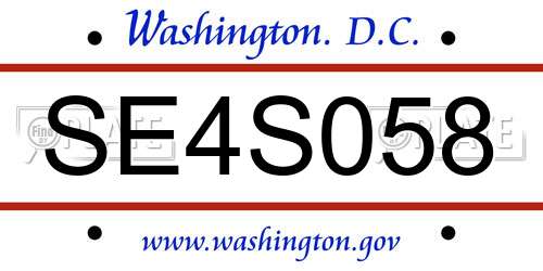 SE4S058 District Of Columbia License Plate