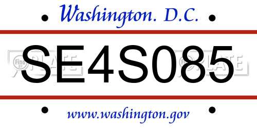 SE4S085 District Of Columbia License Plate