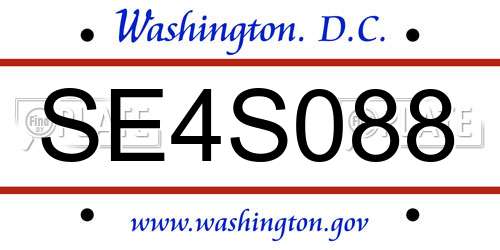 SE4S088 District Of Columbia License Plate