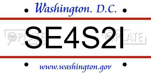 SE4S2I District Of Columbia License Plate