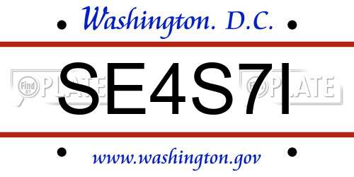 SE4S7I District Of Columbia License Plate