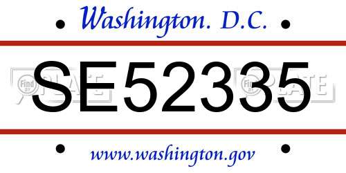 SE52335 District Of Columbia License Plate