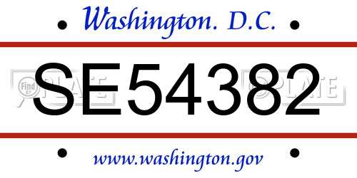 SE54382 District Of Columbia License Plate
