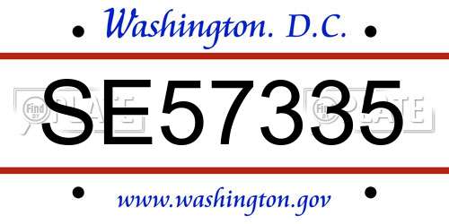 SE57335 District Of Columbia License Plate