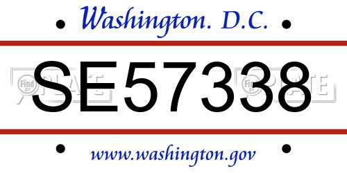 SE57338 District Of Columbia License Plate