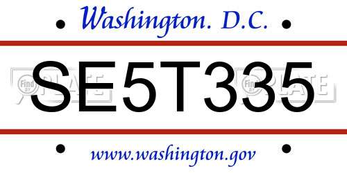 SE5T335 District Of Columbia License Plate