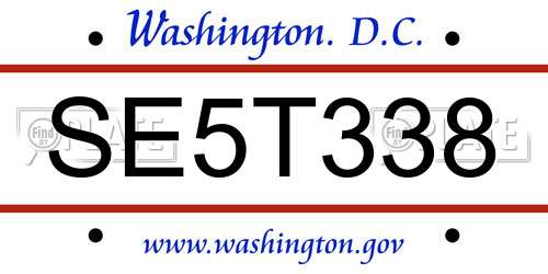 SE5T338 District Of Columbia License Plate