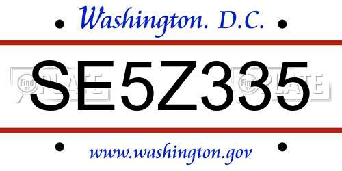 SE5Z335 District Of Columbia License Plate