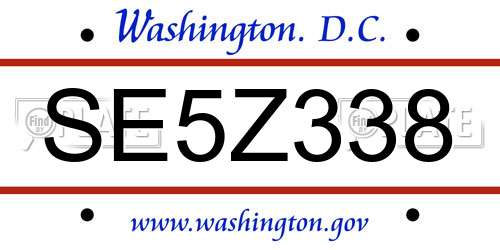 SE5Z338 District Of Columbia License Plate
